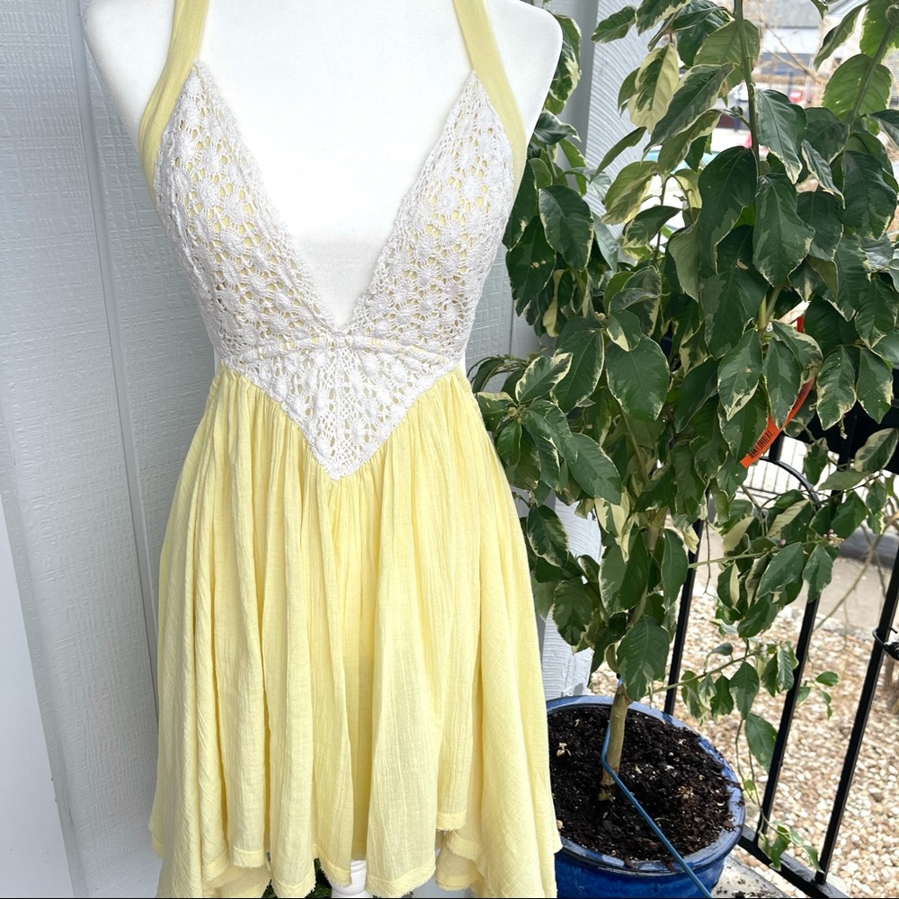 Yellow and white Free people summer dress